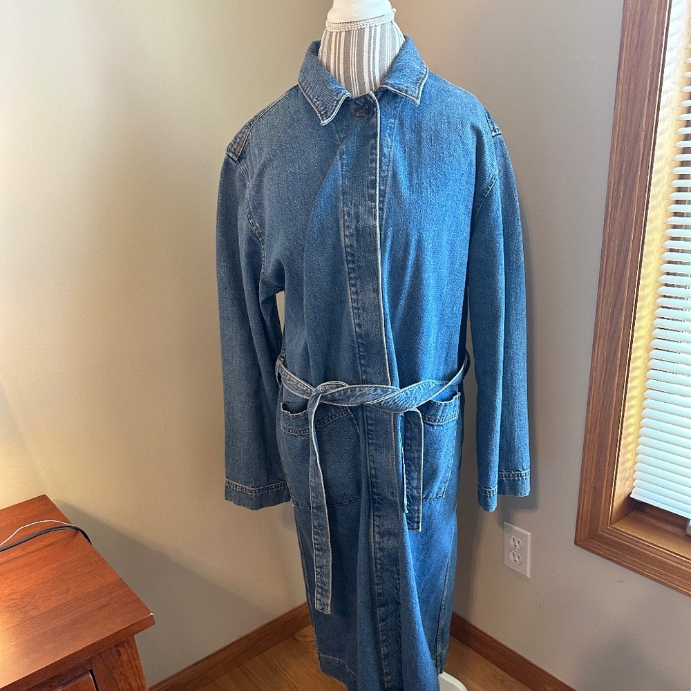 100% Heavy Cotton Denim Trench Coat